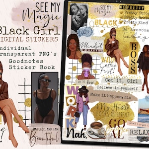 Black Girl Magic Digital Stickers, Afro Girl Digital Stickers, Boss Girl Digital Stickers, Black Gir Goodnotes Digital Stickers, Stickers