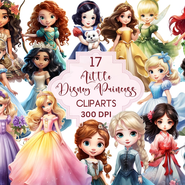 Watercolor Little Princess Clipart, Princess Clipart, Little Princess PNG, Watercolor Princess , Chiby Princess Clipart, Toddler Princess