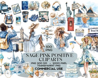 Watercolor Summer Mix T1 Cliparts, 100 Summer PNG, Holiday cliparts, Travel Cliparts, Vocation Cliparts for Print, Scrapbook, Commercial Use