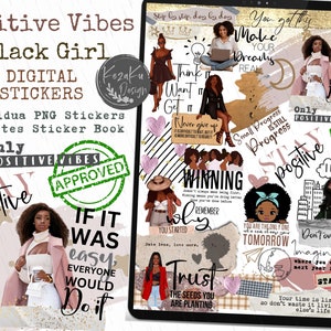 Positive Black Girl Magic Digital Stickers-2, Afro Girl Digital Stickers, Boss Girl Digital Stickers, Black Girl Goodnotes Digital Stickers