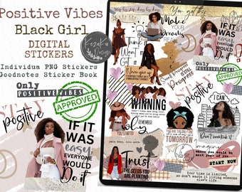 Positive Black Girl Magic Digital Stickers-2, Afro Girl Digital Stickers, Boss Girl Digital Stickers, Black Girl Goodnotes Digital Stickers