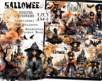 Adesivi digitali Halloween Black Girl Magic, Adesivi digitali Black Girl, Black Girl Goodnotes, Black Girl Magic Goodnotes