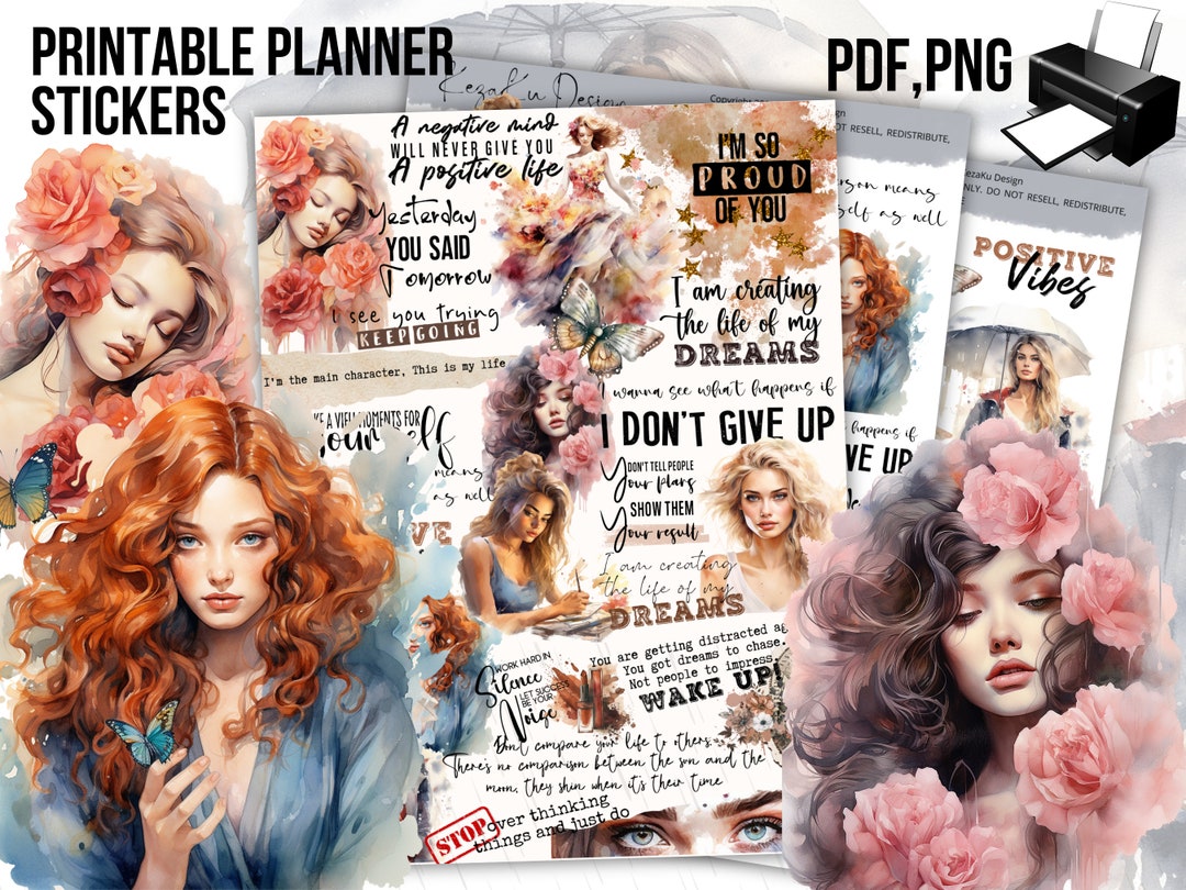 PRINTABLE Flower Girl Quote Stickers, Motivational Stickers, Instant