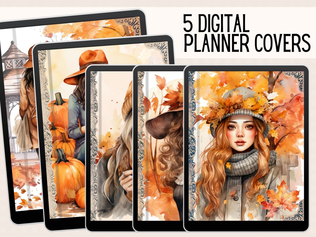 Autumn Girl Digital Planner Covers, Goodnotes Covers, PRINTABLE ...