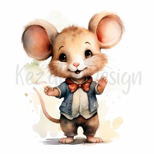 Maus Clipart 12 hochwertige JPG, Aquarell Maus Clipart, Maus Clipart, digitales Papier Handwerk, süße Maus Cartoon Clipart, süße Maus JPG