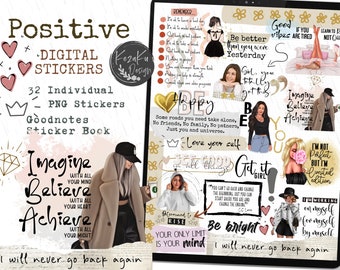 Positive Girl Digital Stickers, Positive Quote Digital Stickers, Fashion Girl Digital Stickers, Positive Quote Goodnotes Digital Stickers