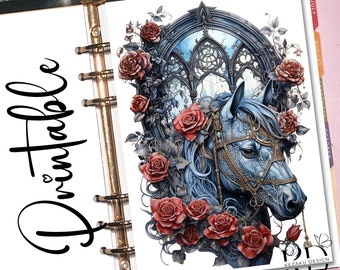 PRINTABLE Blue Gothic Element Dashboard, Printable Planner Dashboard, Book Dashboard, A5 planner,  Flower Dashboard Planner, Pocket Planner