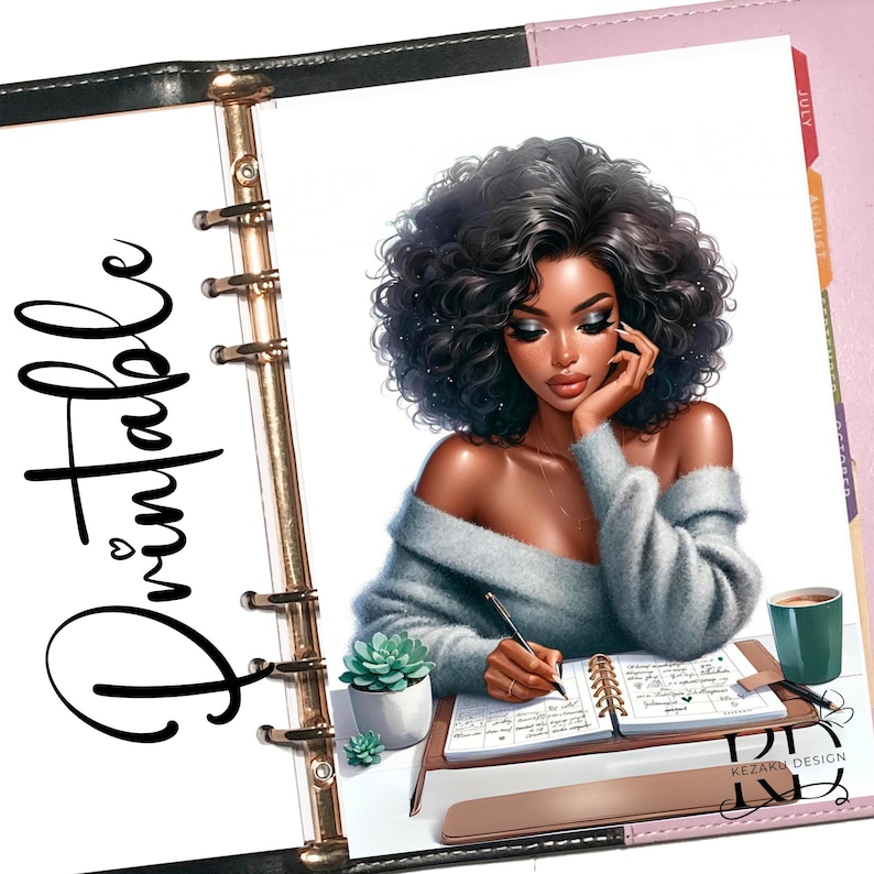 Boss Black Girl Planner Dashboard, PDF Printable Planner Dashboards, Coffee Girl Dashboard, A5 Planner, Dashboard Planner, Pocket Planner