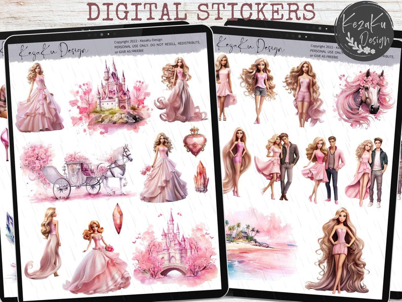 Princesscore Stickers Princess Digital Stickers, Pink Digital Stickers, Valentine Digital ...