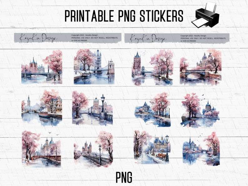 PRINTABLE City Landscape Stickers, City Printable Stickers, Landscape ...