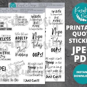PRINTABLE Funny Quotes Stickers, Funny Quotes Printable Planner Stickers, Funny Stickers, Funny Quote Stickers, PDF Planner Stickers