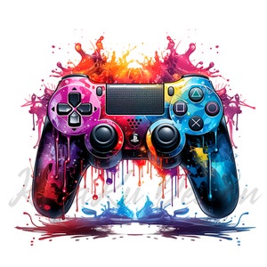 Game Controller Clipart 12 hoogwaardige JPG's, PlayStation Controller Cliparts, aquarel Game Controller Clipart, kaart maken, digitale JPG
