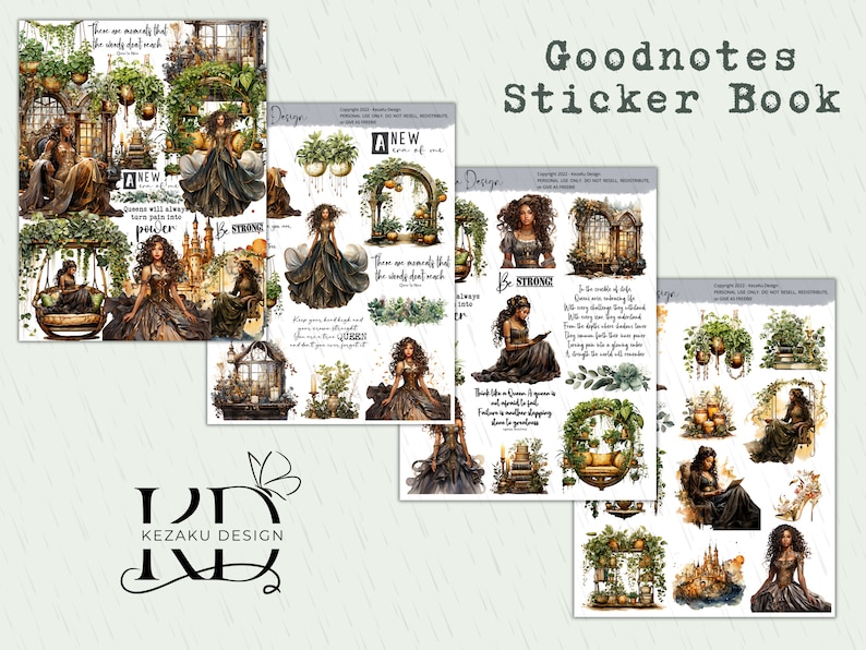 Black Queen Digital Stickers, Black Girl Magic Digital Stickers, Afro Girl Digital Stickers, Black Girl Stickers, Goodnotes Digital Stickers