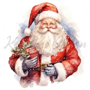 Santa Claus Clipart 10 JPG de haute qualité, Joyeux Noël, Aquarelle Santa Claus Clipart, Clipart de Noël, Digital Paper Craft