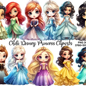 Watercolor Chibi Little Princess Clipart, Princess Clipart, Little Princess PNG, Watercolor Princess, Chibi Princess Clipart, Cute Chibi PNG
