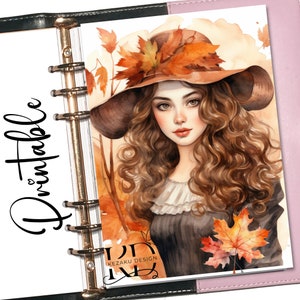 Agenda imprimable tableaux de bord, agenda de tableau de bord fille automne, tableau de bord fille, agenda A5, agenda de poche, tableau de bord automne, agenda fille automne