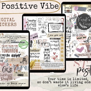 Stickers numériques ambiance positive, Stickers numériques citation positive, Stickers citation positive, Stickers Goodnotes positifs, Stickers motivants