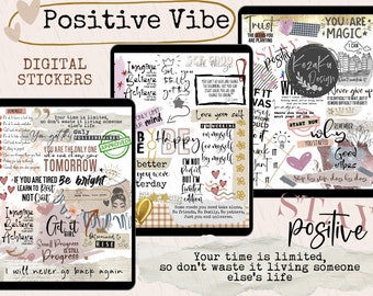 Positive Vibe Digital Stickers, Positive Quote Digital Stickers, Positive Quote Stickers, Positive Goodnotes Stickers, Motivational Stickers