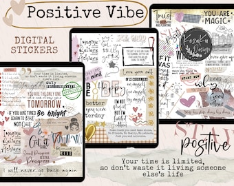 Positive Vibe Digital Stickers, Positive Quote Digital Stickers, Positive Quote Stickers, Positive Goodnotes Stickers, Motivational Stickers