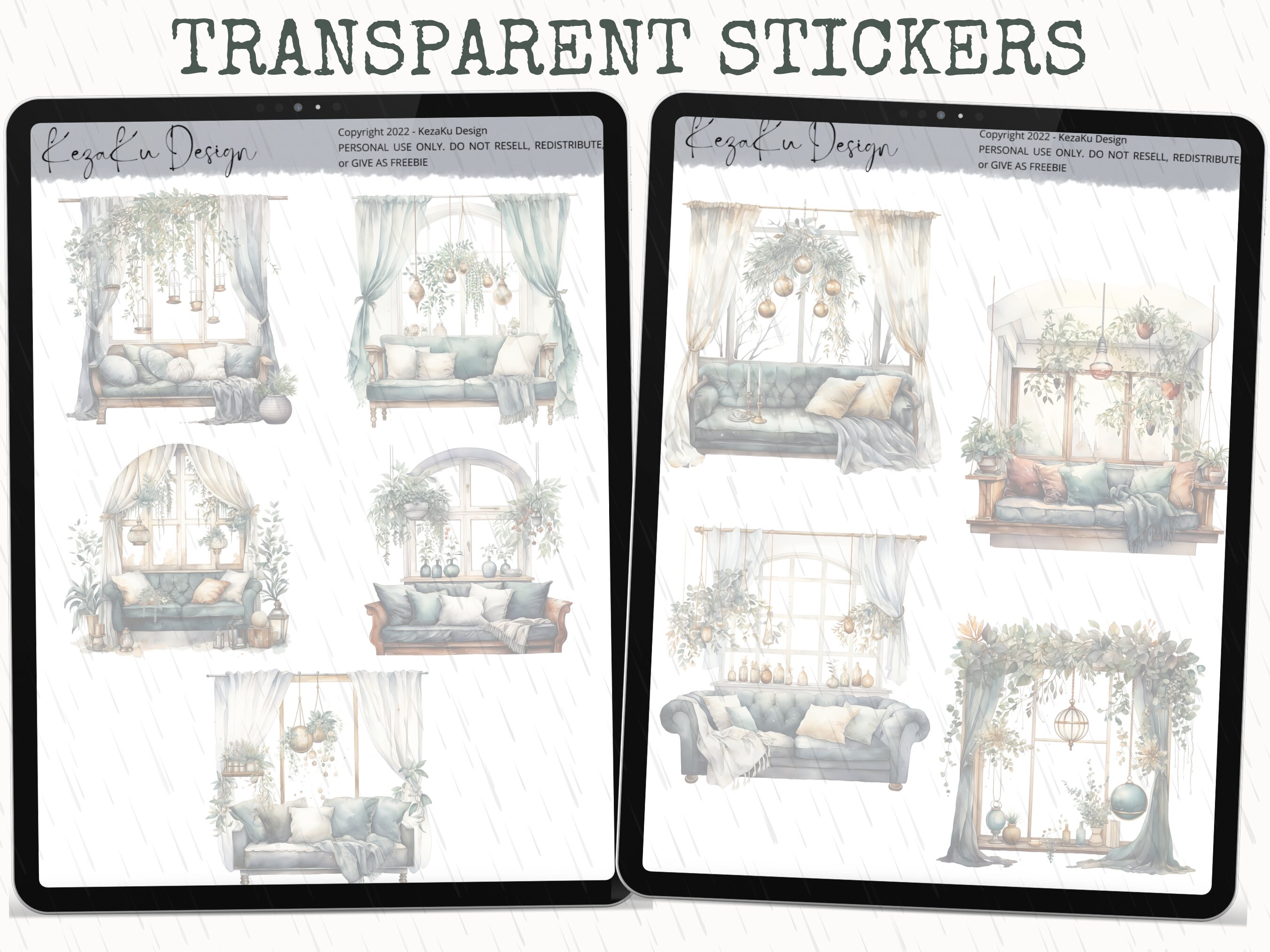 Sofa Sticker Sage Gold Sofa Digital Stickers, Gold Ornament Stickers, Sofa Goodnotes ...