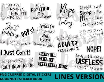 DIGITAL Funny Quotes Stickers, Funny Quotes Digital Planner Stickers, Goodnotes Stickers, Funny Quote Stickers, Digital Planner Stickers