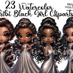 Chibi Black Girl Clipart, Black Girl Magic Clipart, Black Girl, Black Girl Sublimation, PNG Sublimation, Cartoon Black Girl PNG, Afro Girl