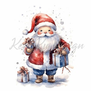 Santa Claus Clipart 10 JPG de haute qualité, Joyeux Noël, Aquarelle Santa Claus Clipart, Clipart de Noël, Digital Paper Craft, Noël