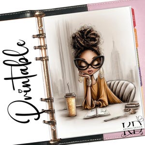 Modeplanner scheidingslijn afdrukbaar, baas meisje planner dashboard, koffieplanner invoegen, chique kantoorplanner, pdf-AFDRUKBARE, digitale download