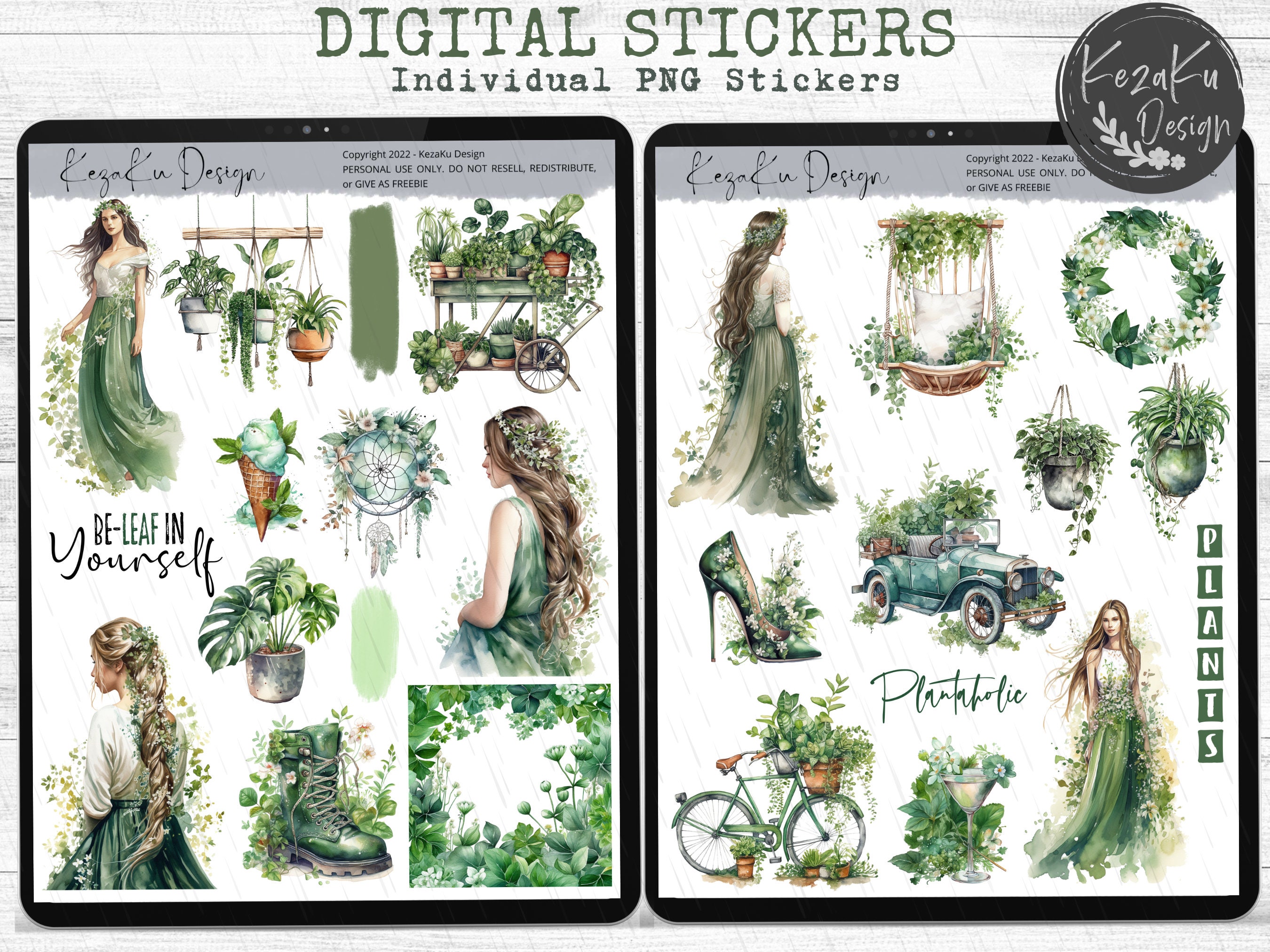 Virtual Plant Sticker Plant Digital Stickers, Green Digital Stickers, Summer Digital Stickers ...