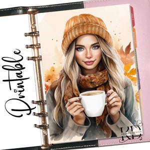 Agenda imprimable tableaux de bord, agenda de tableau de bord fille automne, tableau de bord fille, agenda A5, agenda de poche, tableau de bord automne, agenda fille automne