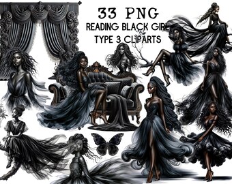 Imágenes prediseñadas de chica negra con vestido negro T3, imágenes prediseñadas de chica negra, imágenes prediseñadas de chica de moda, PNG de chica negra, imágenes prediseñadas de chica con melanina, sublimación de chica negra