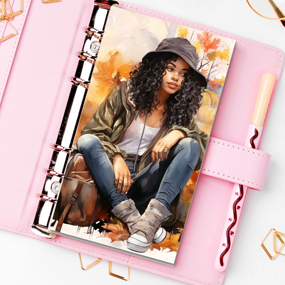 PRINTABLE Planner Dashboards, Autumn Black Girl Dashboard Planner, Girl ...