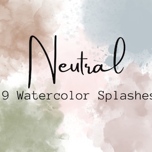 19 watercolor Clipart Elements, watercolor splashes Clipart, paint splatter, Watercolor Clipart, Watercolor Png, Autumn clipart, Neutral PNG