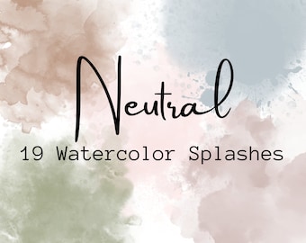 19 watercolor Clipart Elements, watercolor splashes Clipart, paint splatter, Watercolor Clipart, Watercolor Png, Autumn clipart, Neutral PNG