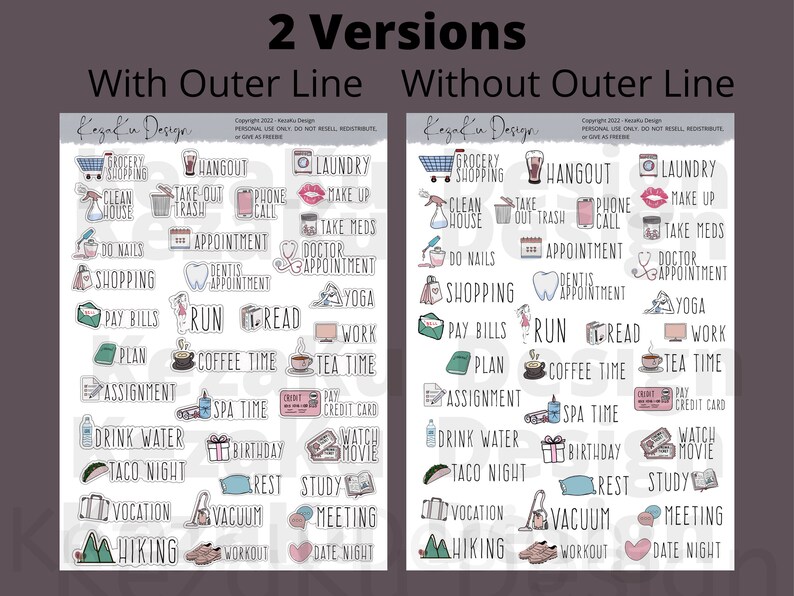 PRINTABLE Daily Activity Stickers Printable Daily Stickers - Etsy
