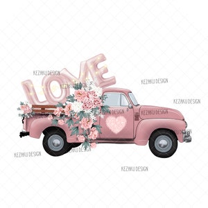 Love Balloon on Truck Png, Pink Balloon PNG, Pink Balloon Sublimation, Valentine Truck, Valentine Truck Clipart, Pink Truck png, Love Png