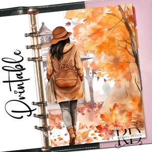Agenda imprimable tableaux de bord, agenda de tableau de bord fille automne, tableau de bord fille, agenda A5, agenda de poche, tableau de bord automne, agenda fille automne