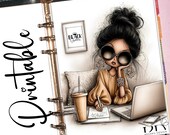 Black Queen Planner Divider Printable, Boss Girl Planner Dashboard, Coffee Work Planner Insert, Chic Office Planner, PDF PRINTABLE