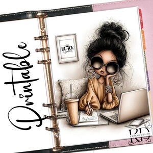 Black Queen Planner Divider Printable, Boss Girl Planner Dashboard, Coffee Work Planner Insert, Chic Office Planner, PDF PRINTABLE