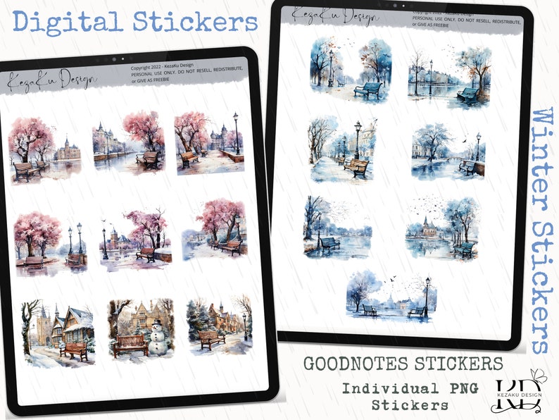 Bench Stickers Winter Bench Digital Stickers, Bench PNG, Winter Goodnotes, Winter ...