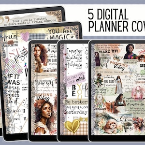 Black Girl Digital Planner Covers, Goodnotes Covers, PRINTABLE Notebook Covers, Journal Cover, Digital Planner Cover, Black Girl Cover