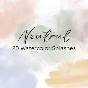 20 watercolor Clipart Elements, watercolor splashes Clipart, paint splatter, Watercolor Clipart, Watercolor Png, Autumn clipart, Neutral PNG