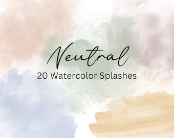 20 watercolor Clipart Elements, watercolor splashes Clipart, paint splatter, Watercolor Clipart, Watercolor Png, Autumn clipart, Neutral PNG