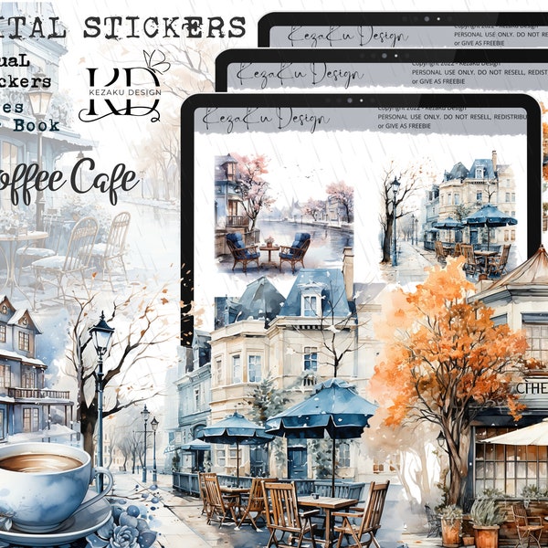 Coffee Cafe Digital Stickers, Coffee Shop PNG, Autumn Goodnotes, Watercolor Winter Digital Stickers, winter Digital Stickers, Coffee Sticker