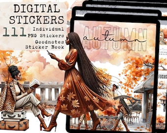 Black Girl Magic Digital Stickers, Orange Autumn Black Girl Digital Stickers Type 2, Black Girl Goodnotes, Black Girl Magic Goodnotes, Fall