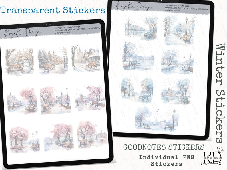 Bench Stickers Winter Bench Digital Stickers, Bench PNG, Winter Goodnotes, Winter ...