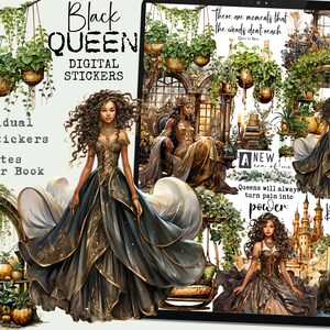Black Queen Digital Stickers, Black Girl Magic Digital Stickers, Afro Girl Digital Stickers, Black Girl Stickers, Goodnotes Digital Stickers