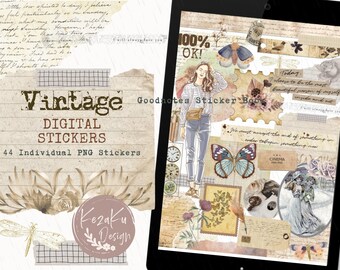 Vintage Digital Stickers, Brown Digital Stickers, Autmn Digital Stickers, Goodnotes Digital Stickers, Vintage Stickers, Autumn Stickers