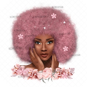 Black Girl With Pink Hair PNG, Black Girl Png, Valentine Black Girl Png, Black Girl Sublimation, Melanin Girl PNG, Valentine Black Girl