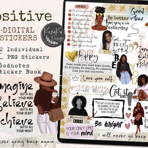 Positive Schwarze Magie Digitale Aufkleber, Afro Mädchen Digitale Aufkleber, Boss Mädchen Digitale Aufkleber, Schwarze Mädchen Goodnotes Digitale Aufkleber